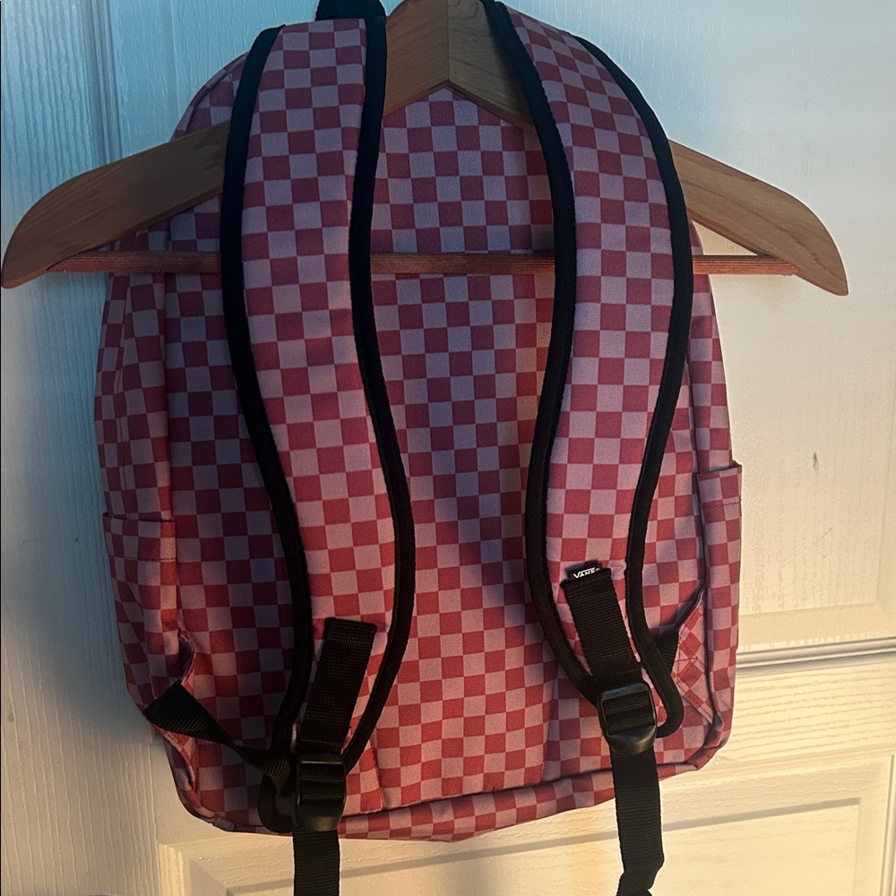 Vans Red and Pink Checkered Men's Backpack - Picture 2 of 4